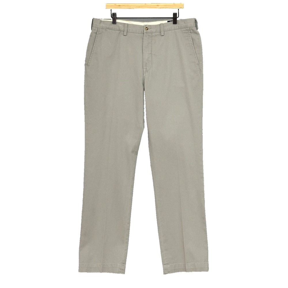 Polo Ralph Lauren Mens Pants 36 Classic Fit Gray Cotton Twill Flat Front Preppy